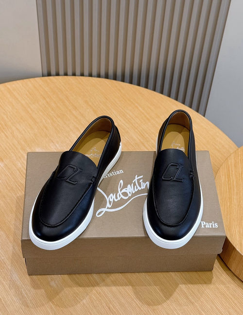 Christian Louboutin Leather Loafers With Red Lining