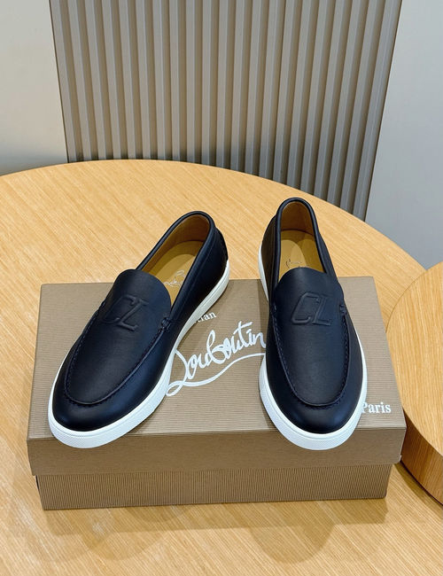 Christian Louboutin Leather Loafers With Red Lining