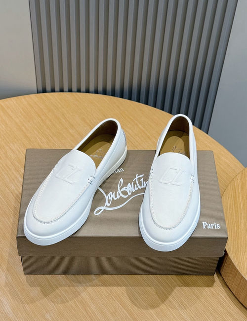 Christian Louboutin Leather Loafers With Red Lining