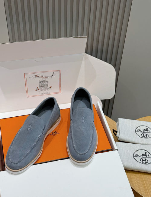 Hermes Job Suede Goat Leather Loafers