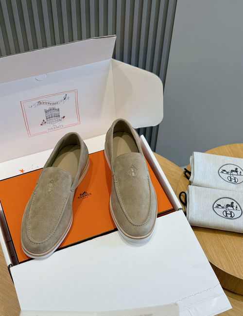 Hermes Job Suede Goat Leather Loafers