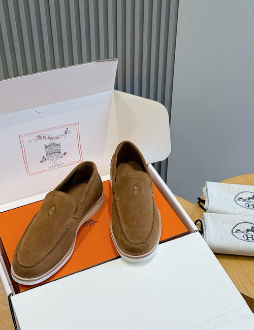 Hermes Job Suede Goat Leather Loafers