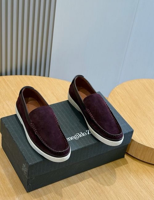 Zegna Polished Calfskin Suede Loafers