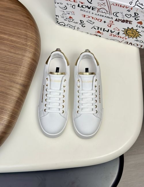 Dolce & Gabbana DG Portofino Calfskin Sneakers With DG Logo