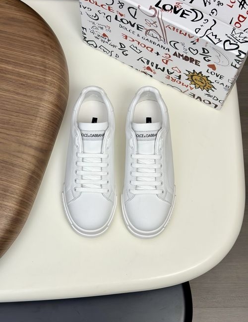 Dolce & Gabbana DG Portofino Calfskin Sneakers With DG Logo