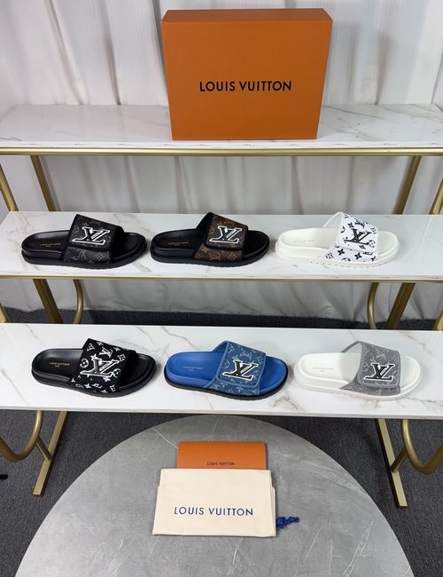 Louis Vuitton LV Cowhide Upper Straw Woven Slippers