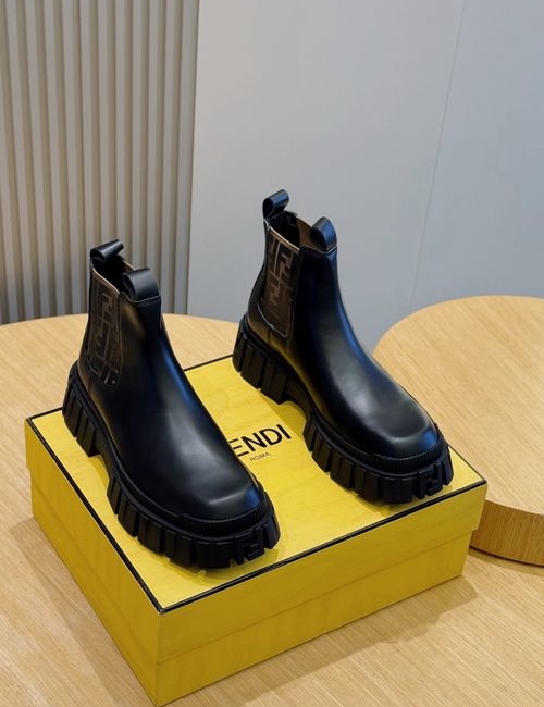 Fendi Cowhide Ankle Boots With FF Details