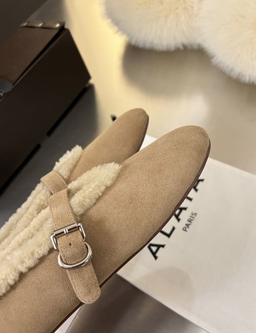 Alaia Faux Fur Mary Jane Flat Shoes