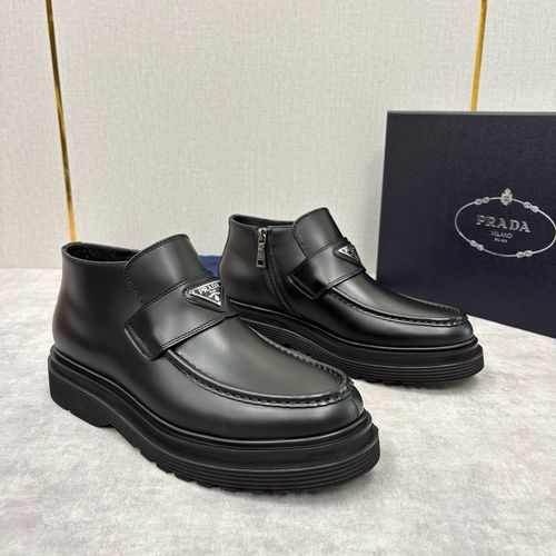 Prada Patent Leather Platform Ankle Boots