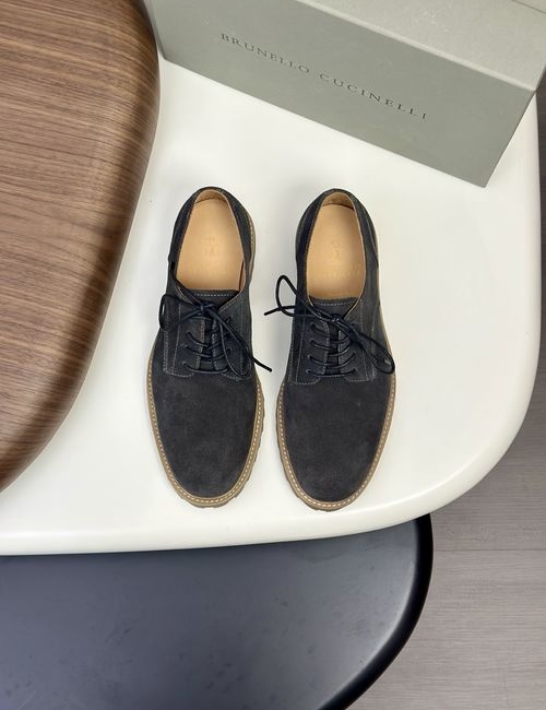 Brunello Cucinelli BC Suede Dress Leather Shoes Goodyear Craft
