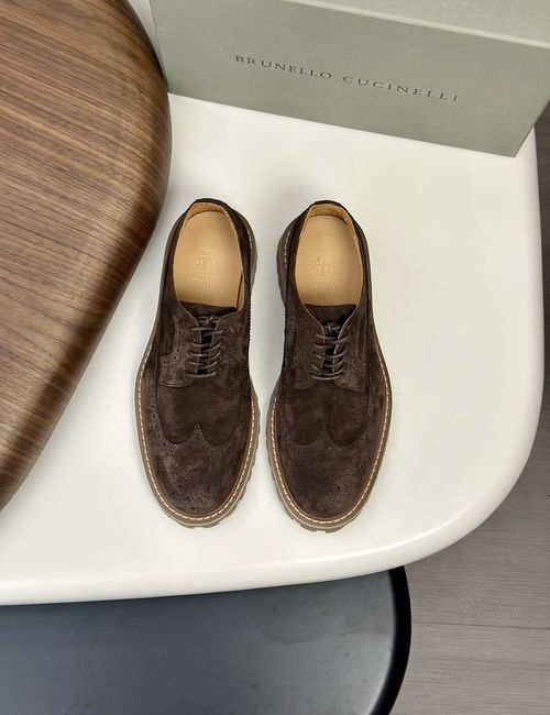 Brunello Cucinelli BC Suede Dress Leather Shoes Goodyear Craft