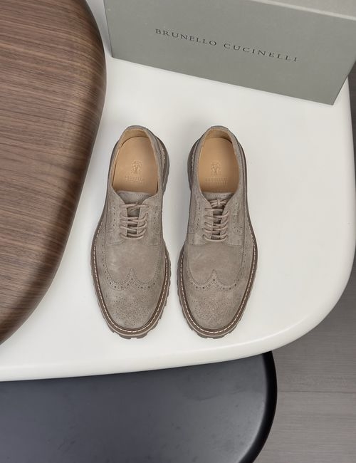 Brunello Cucinelli BC Suede Dress Leather Shoes Goodyear Craft