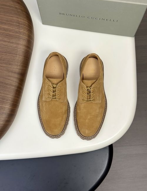 Brunello Cucinelli BC Suede Dress Leather Shoes Goodyear Craft