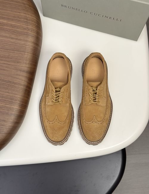 Brunello Cucinelli BC Suede Dress Leather Shoes Goodyear Craft