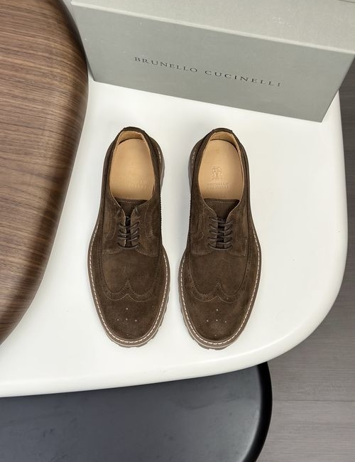 Brunello Cucinelli BC Suede Dress Leather Shoes Goodyear Craft