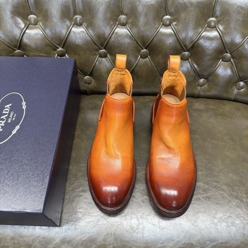 Prada Chelsea Leather Ankle Boots