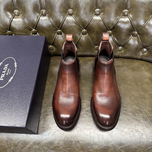 Prada Chelsea Leather Ankle Boots