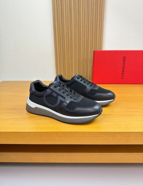 Ferragamo Casual Sneakers Premium Leather Upper Lining TPU Sole