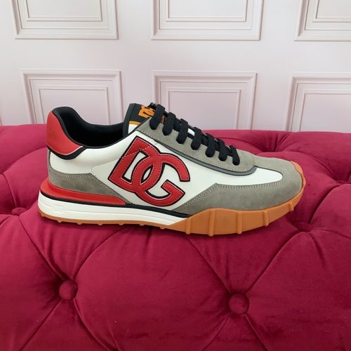 Dolce & Gabbana DG Silk Cowhide Suede Sneakers Logo Accent