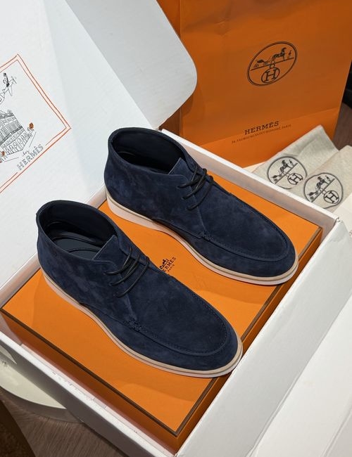 Hermes Job Loafer Suede Goat Leather Shoes