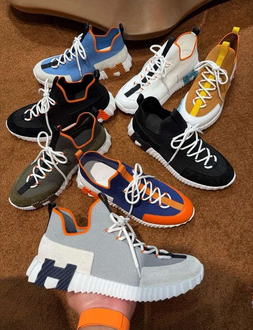 Hermes Bouning Casual Knit Leather Shoes
