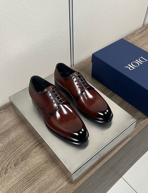 Christian Dior CD Business Casual Loafers Reddish Brown Leather