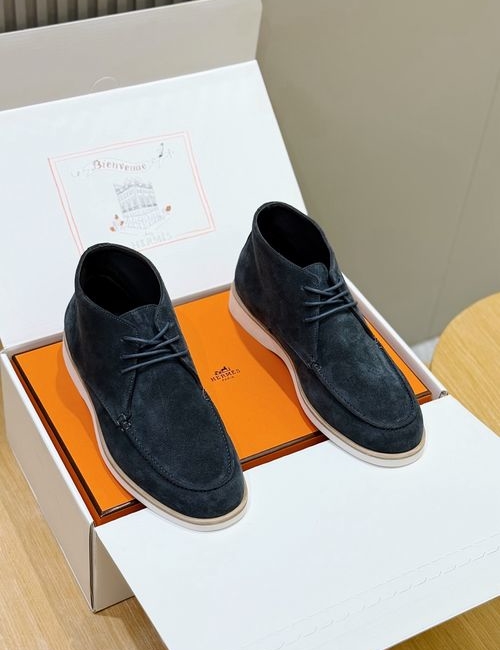 Hermes High-top Suede Goat Leather Casual Shoes