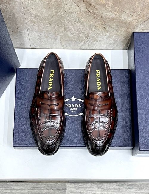 Prada Matte Calfskin Loafers With Enamel Logo