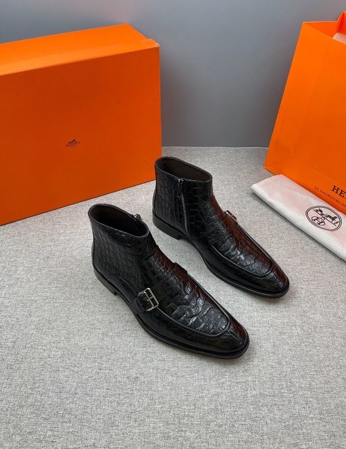 Hermes Genuine Leather Ankle Boots