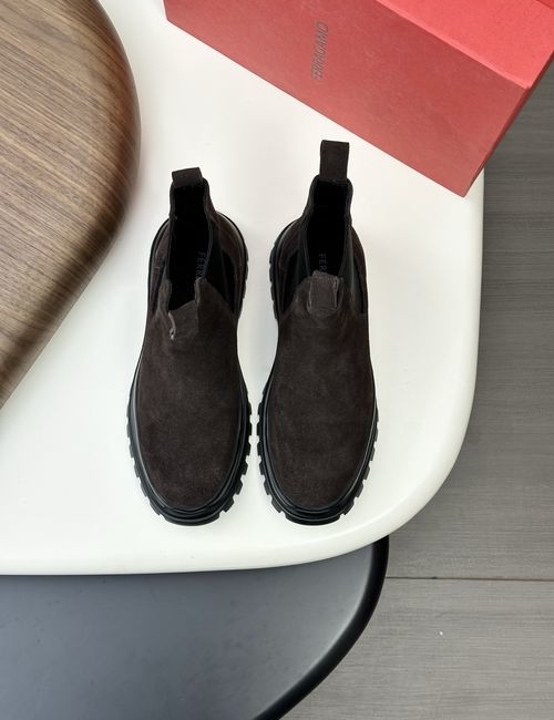 Ferragamo High-top Suede Sneakers With Wool Linings