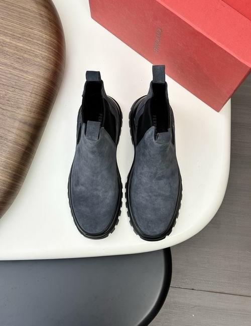Ferragamo High-top Suede Sneakers With Wool Linings