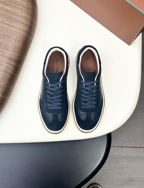 Loro Piana LP Cashmere Leather Tennis Shoes With Rubber Sole