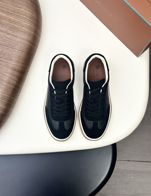Loro Piana LP Cashmere Leather Tennis Shoes With Rubber Sole