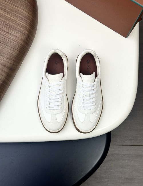 Loro Piana LP Cashmere Leather Tennis Shoes With Rubber Sole