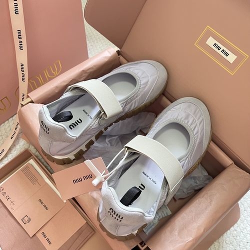 Miu Miu Velcro Platform Canvas Casual Sneakers