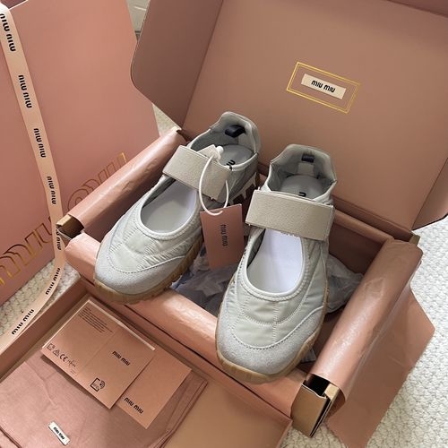 Miu Miu Velcro Platform Canvas Casual Sneakers
