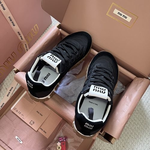 Miu Miu Velcro Canvas Sneakers With Rubber Sole
