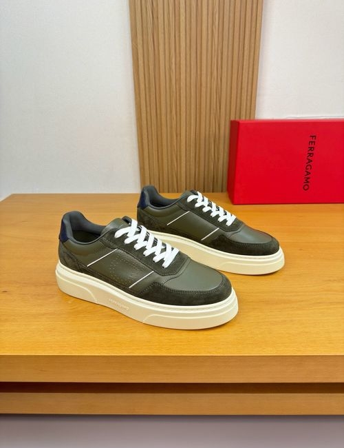 Ferragamo Casual Sneakers Premium Leather Upper Lining TPU Sole