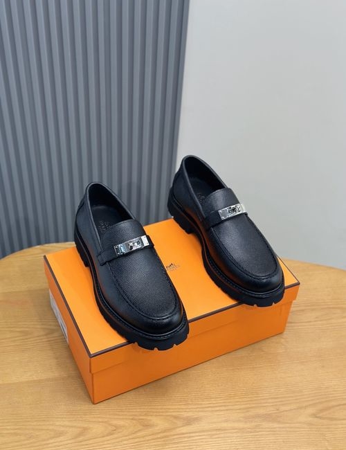 Hermes Grained Nappa Leather Logo Shoes
