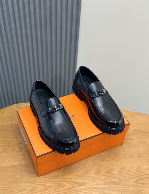 Hermes Grained Nappa Leather Logo Shoes
