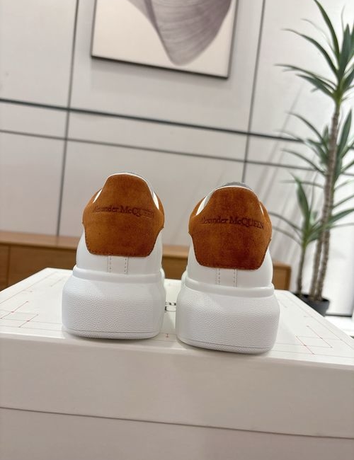 McQueen Caramel Suede Heel Classic White Sneakers
