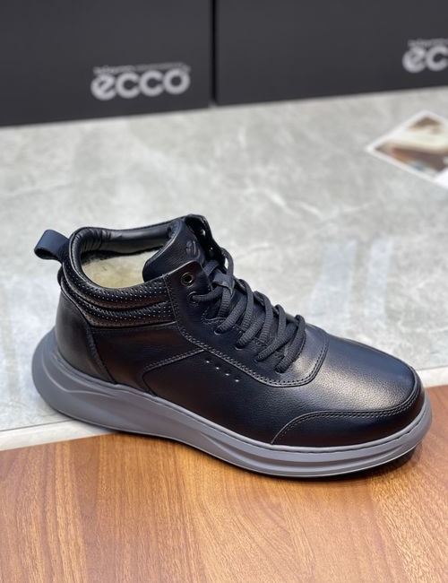 Ecco Stitched Sole Cowhide Wool Lined Shoes