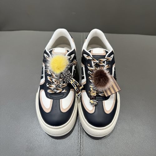Fendi Match Lace-up Leather Sneakers