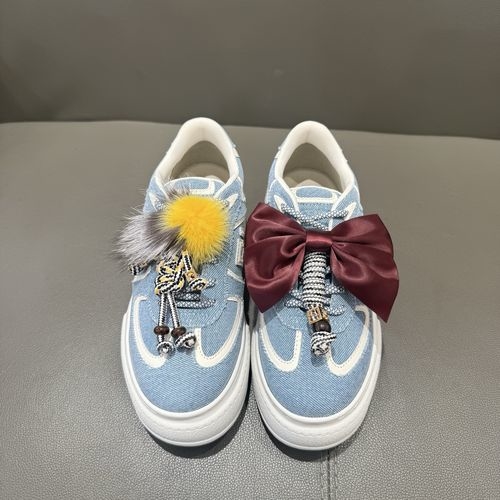 Fendi Match Lace-up Leather Sneakers
