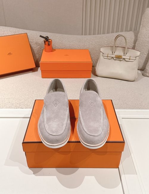 Hermes Suede Loafers With Leather Trim TPU Sole