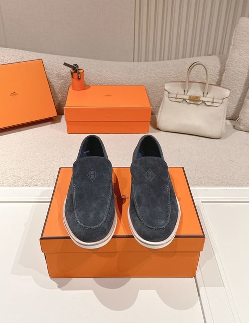 Hermes Suede Loafers With Leather Trim TPU Sole