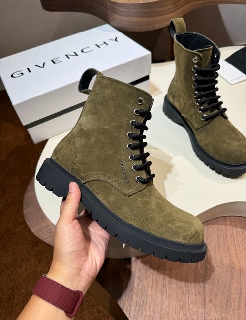Givenchy Terra Round-Toe Leather Martin Boots