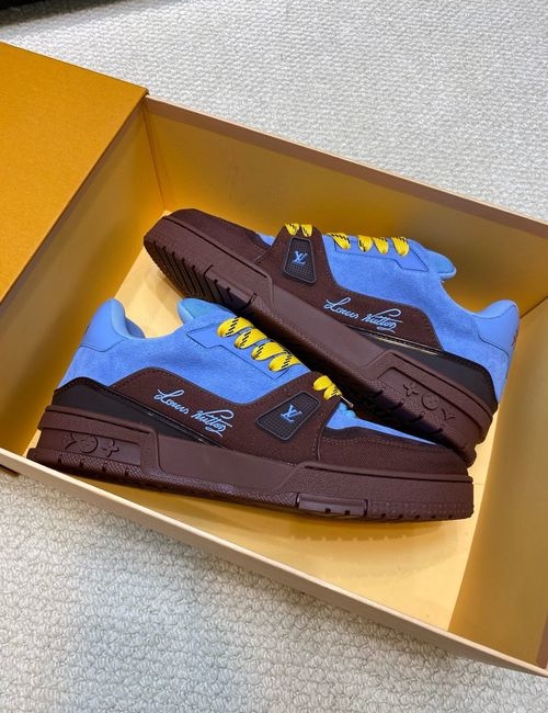 Louis Vuitton LV Trainer Denim Leather Casual Sneakers