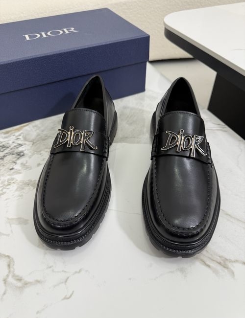 Christian Dior CD Gancio Buckle Leather Loafers