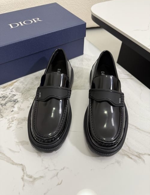 Christian Dior CD Gancio Buckle Leather Loafers